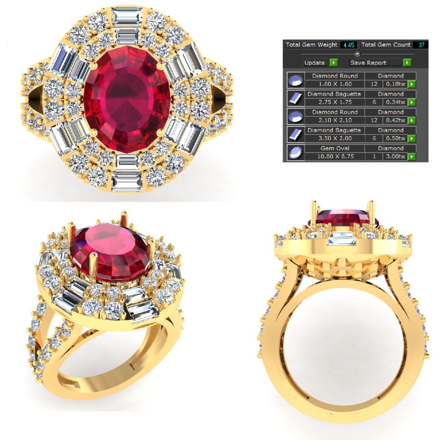 Ruby and diamond ring render