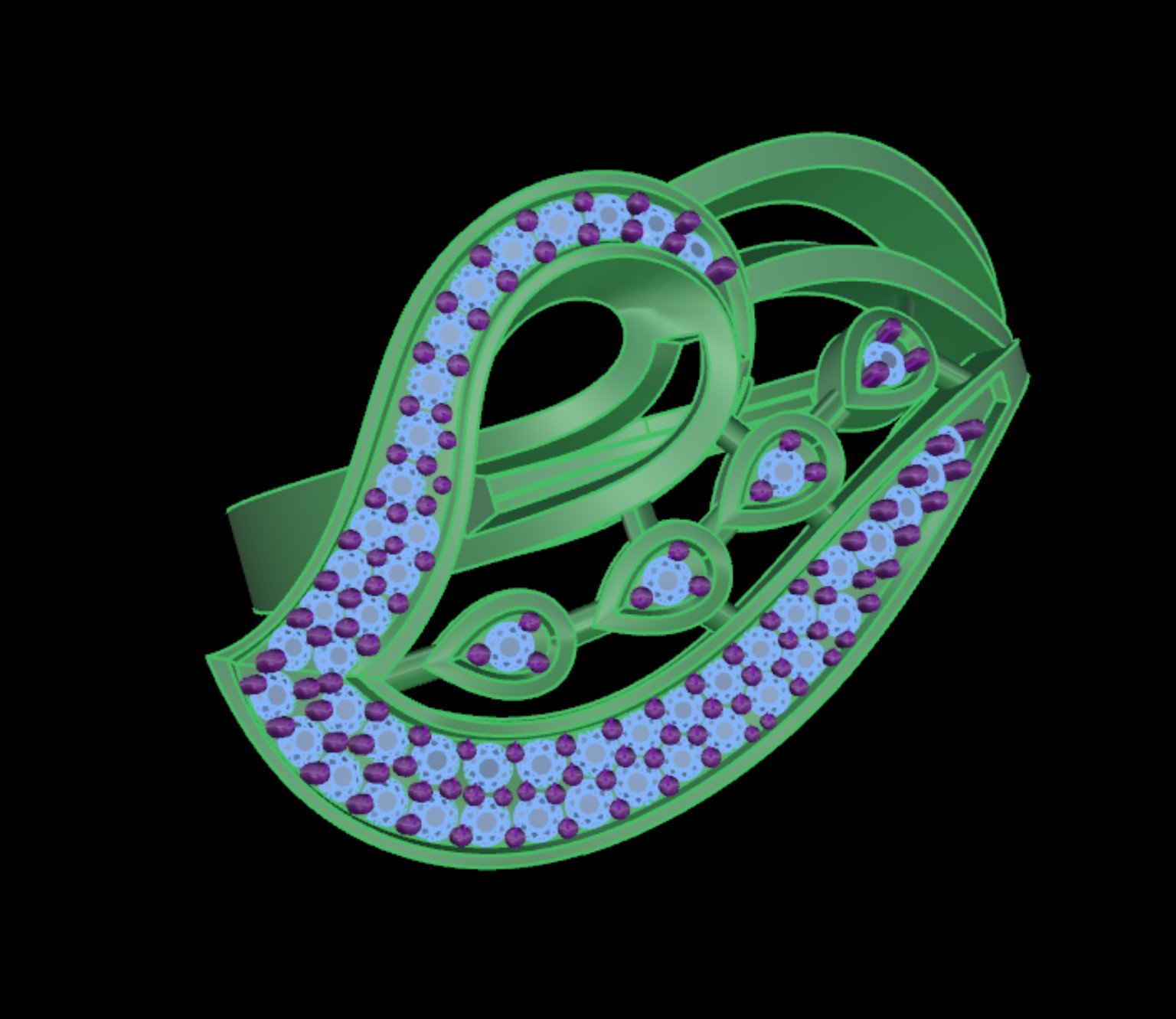 Detailed CAD pendant with stone setting