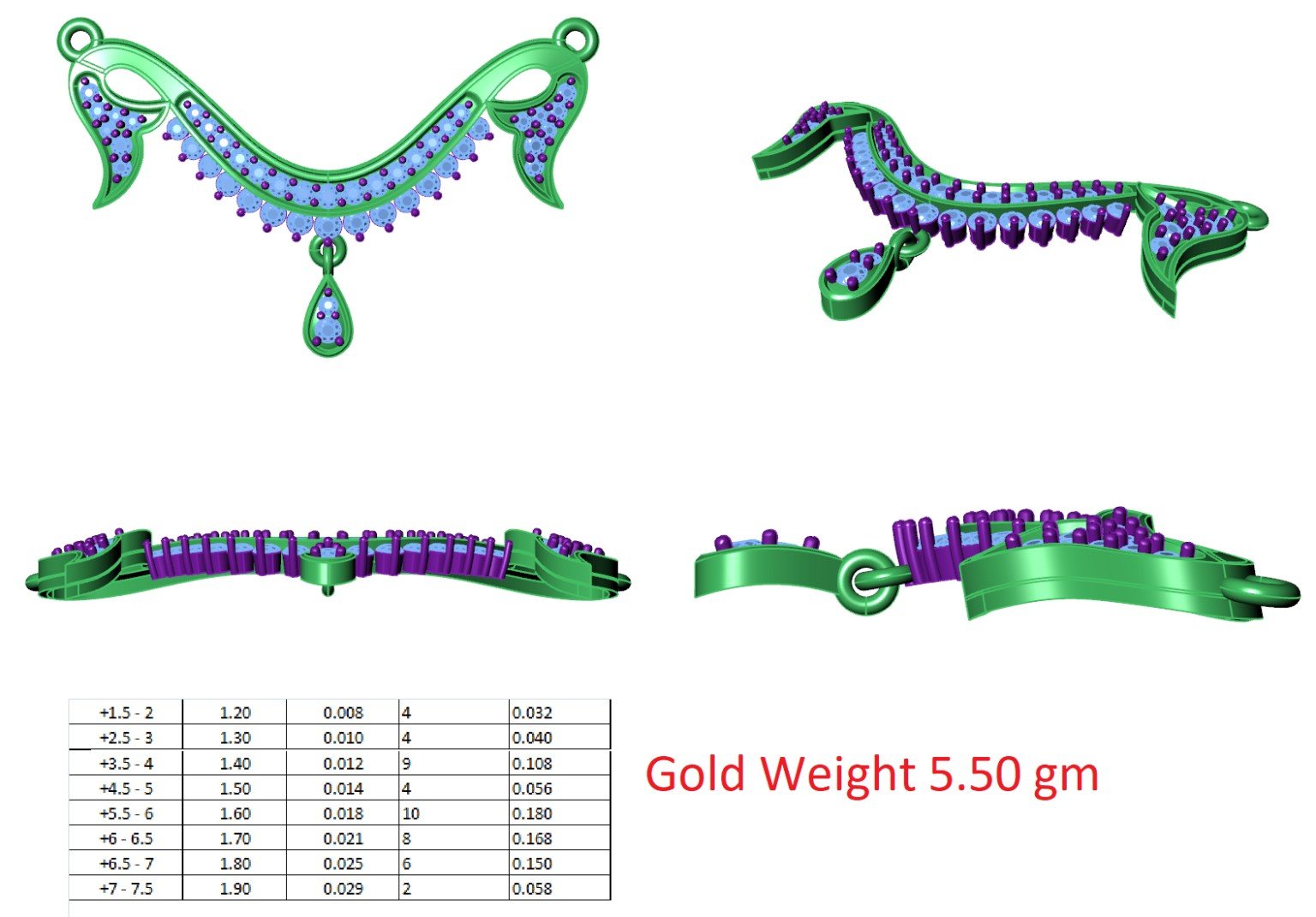 Multi-view CAD model of jewellery element