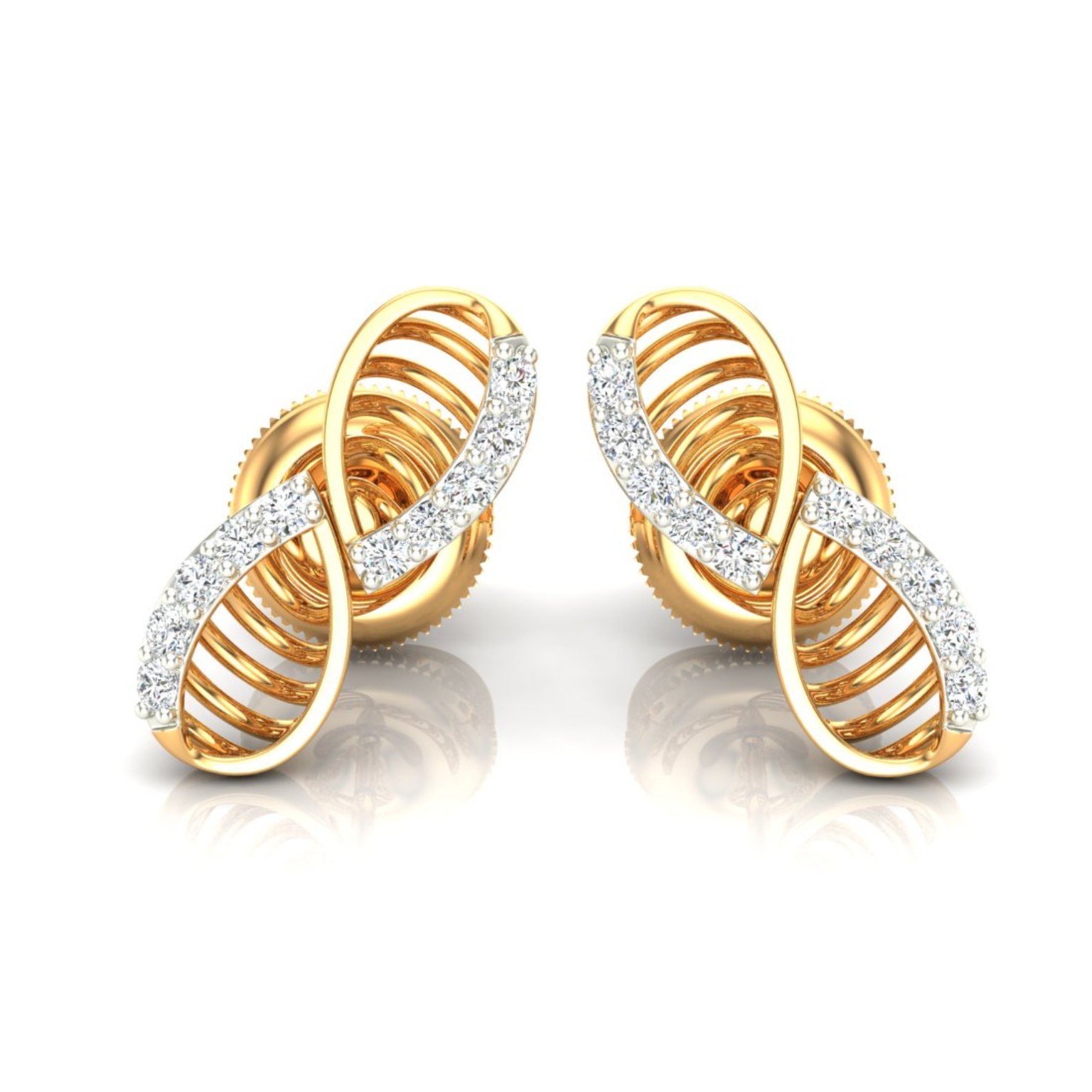 Yellow gold diamond bow jewellery render