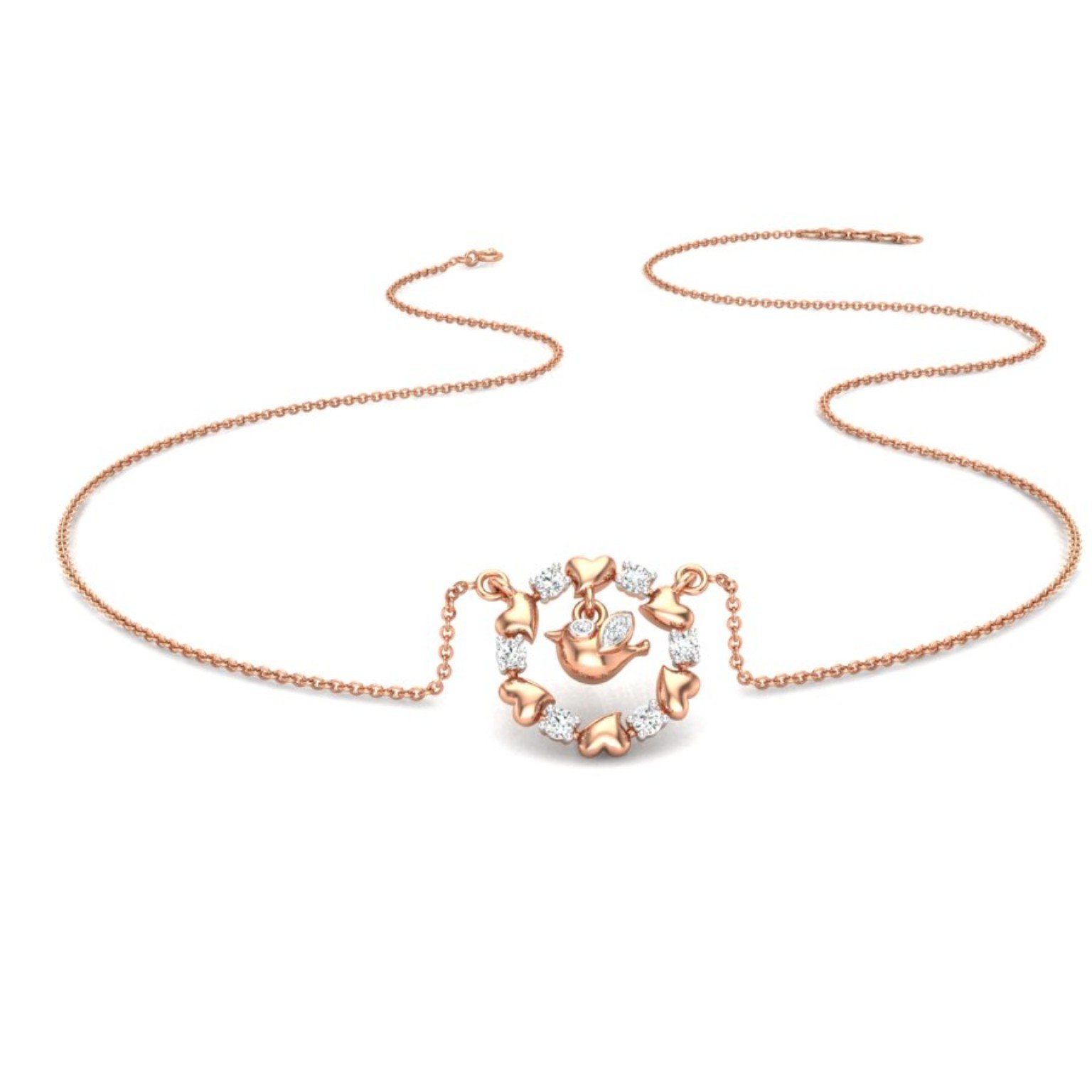 Rose gold pendant necklace render