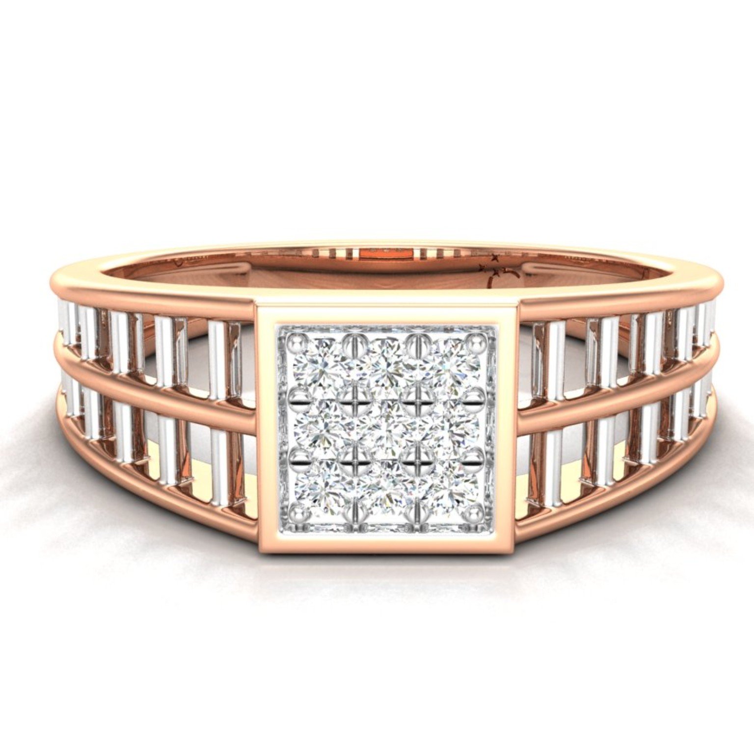 Rose gold men's ring render