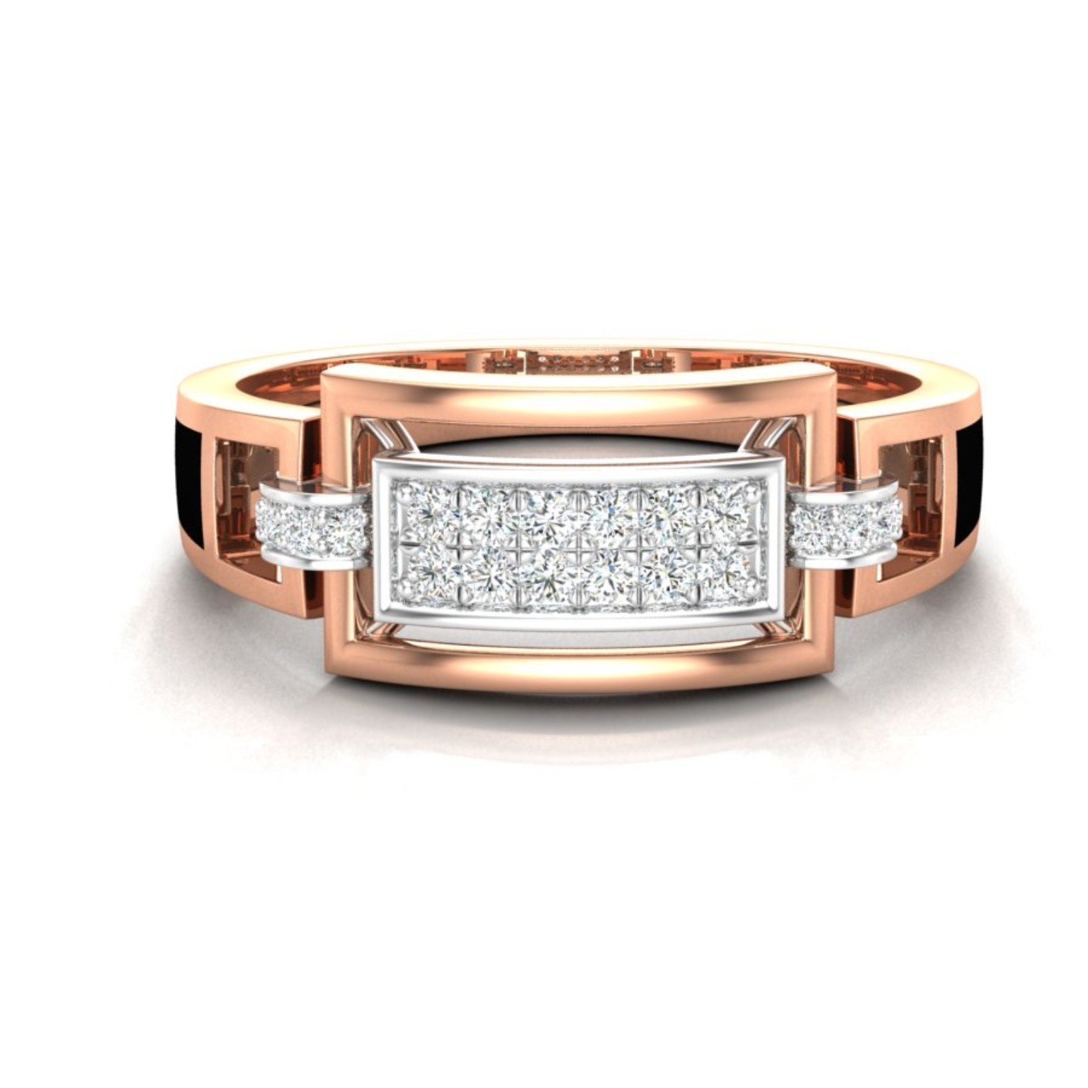 Rose gold men's ring render with framed centre